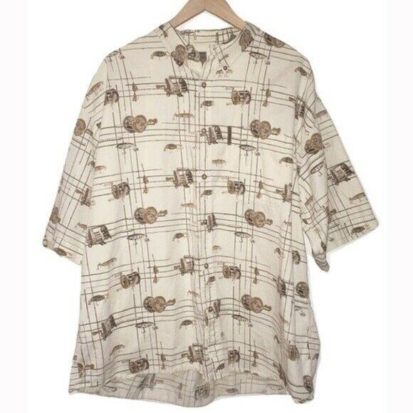 North River Outfitters Button Down Fishing Printed Theme Shirt XXL - Picture 1 of 3